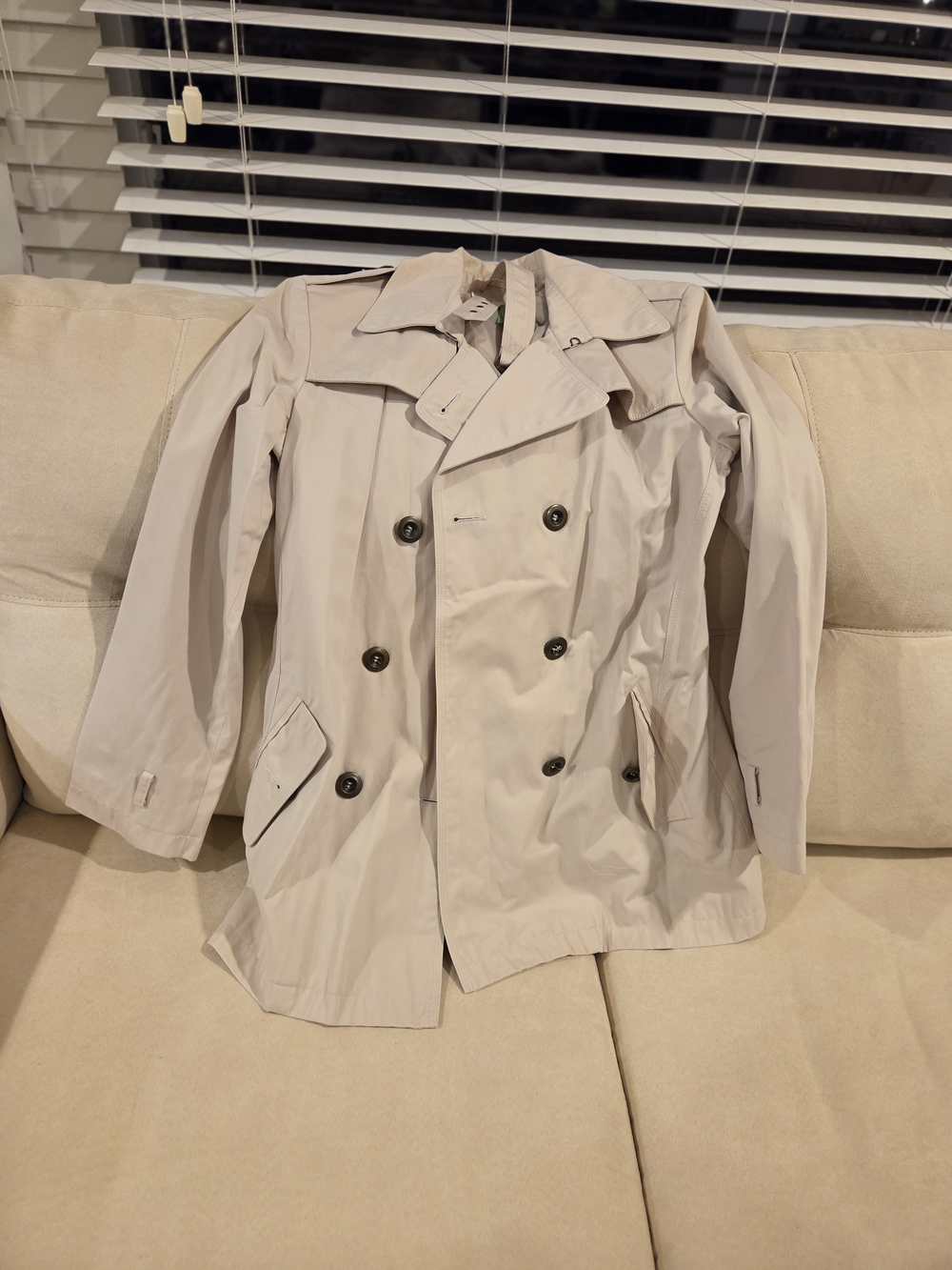 Worthington Double-Breasted Trench Coat in Light Beige